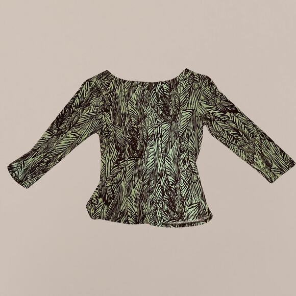 Leaf print twist bust top with three quarter sleeves, fairy boho chic hippie - Picture 2 of 4